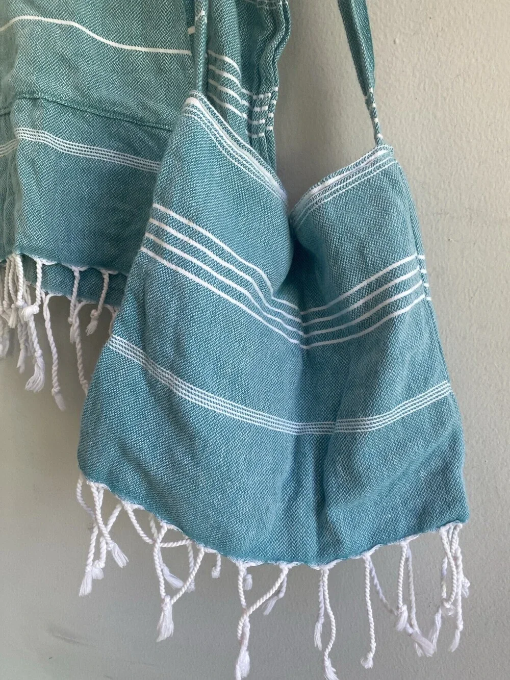 Handmade Gold Case Teal Turkish Cotton Swim Poncho & Bag Girls 4-5Y